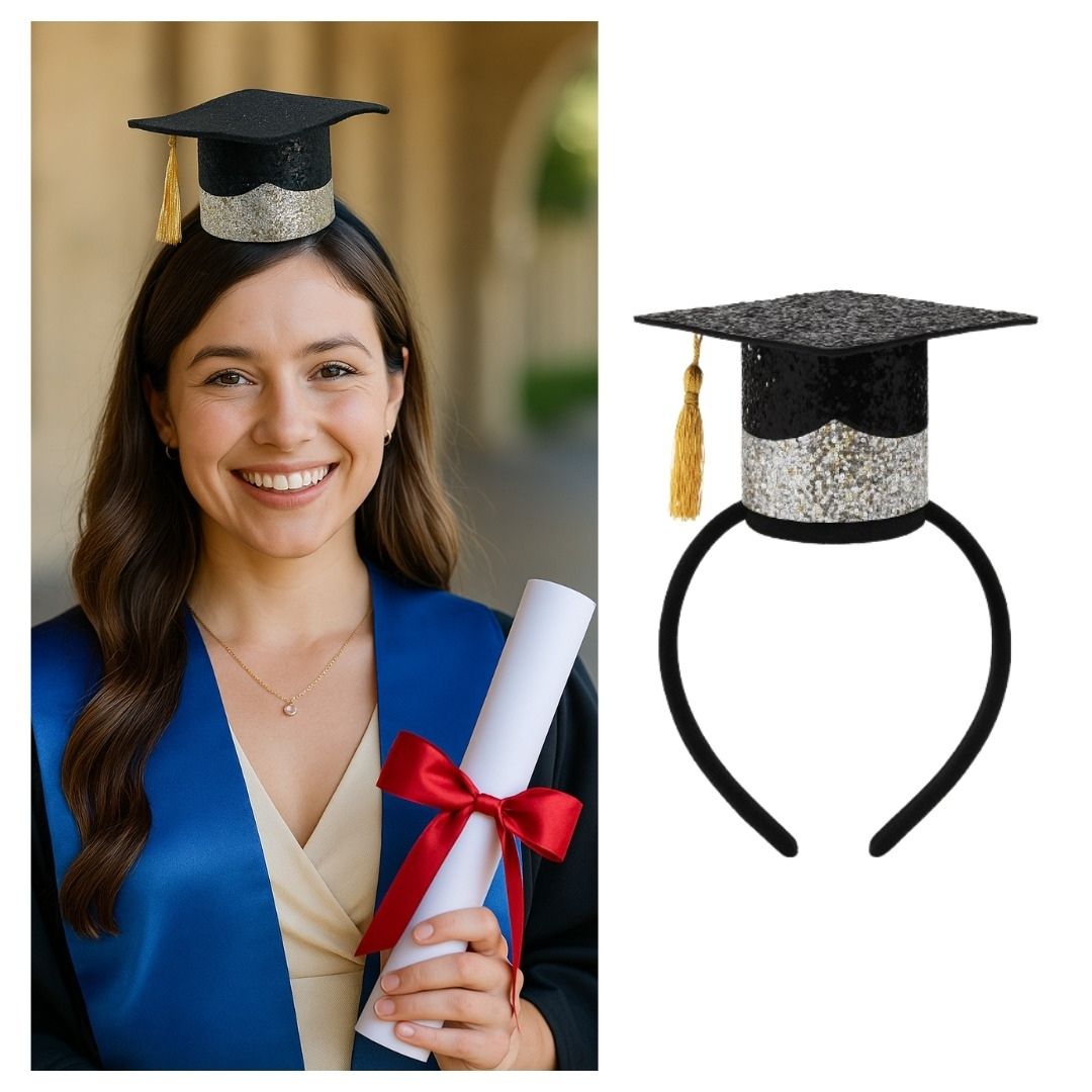 Glittery Graduation Top Hat with Headband - 1PC
