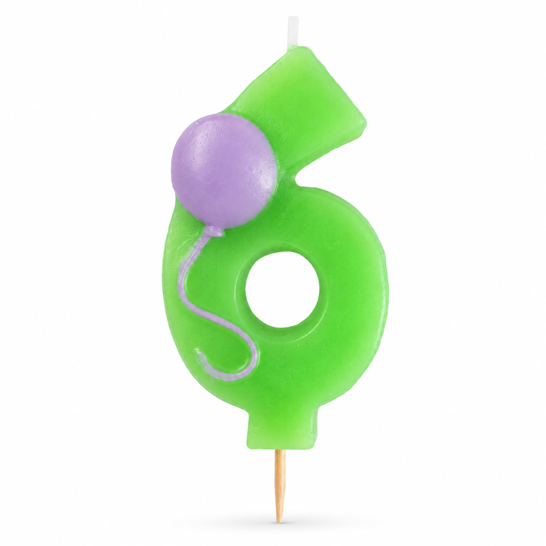 Number 6 Green Birthday Cake Candle