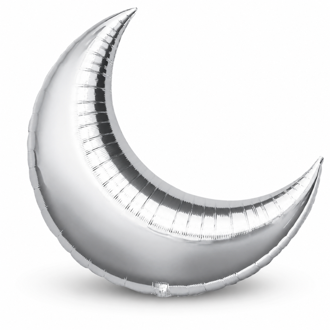 Silver Crescent Moon Foil Balloon