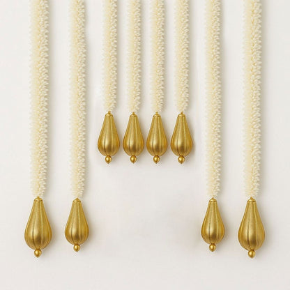 Artificial White Mogra Flower Garland Big and Small with Golden Bud -  8PC
