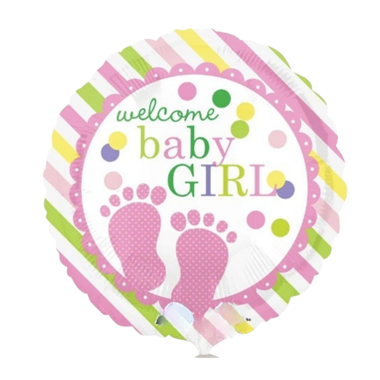 It's a Girl Round Polka Dot Feet Blue 18"