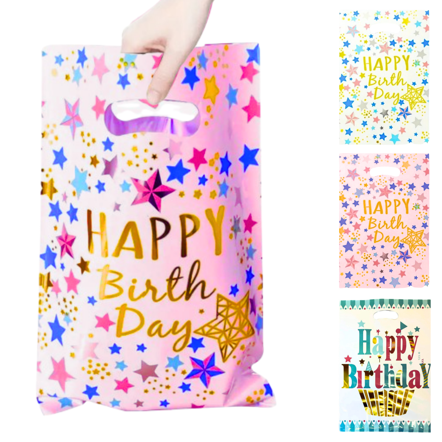 Happy Birthday Pink Foil Loot Bags for Retun Gifts or Khoibag Loots Combo - 20PC
