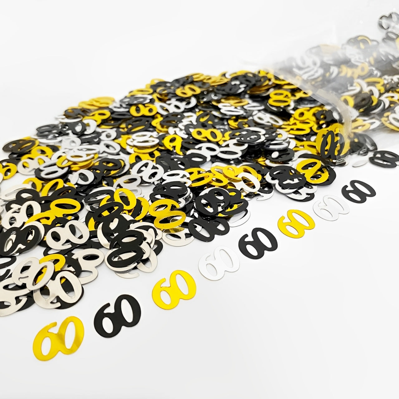 60th Birthday Golden, Black & Silver Confetti