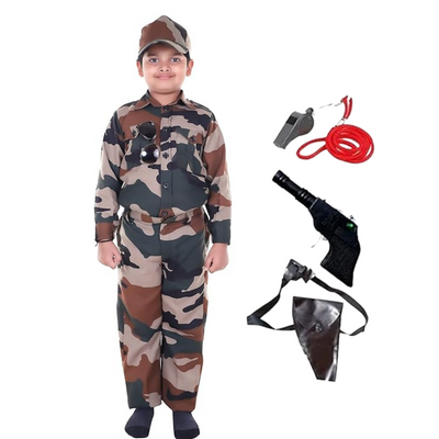 Army Costume w/ Cap, Toy Gun, Whistle for Kids - Wanna Party - front