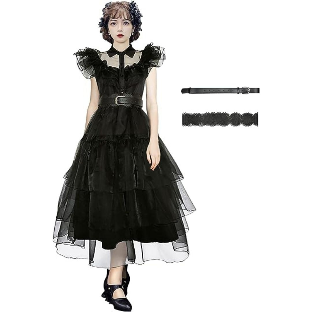 The Adams Family Wednesday Halloween Costume for Kids Size Age 7 to 9  Size L