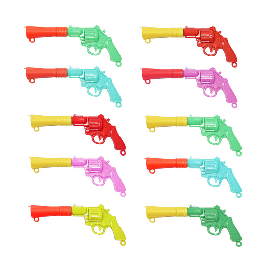 Mini Toy Gun Shape Multicolored Whistles for Party Favour - 10PC