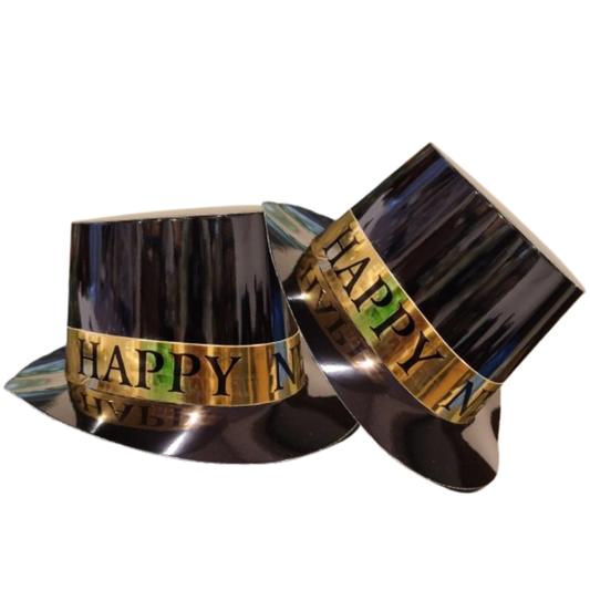 Happy New Year Black Hat w/Golden Text Print - 1PC