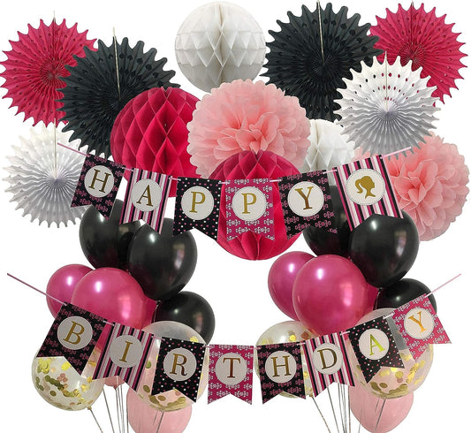 Black & Pink Birthday Banner