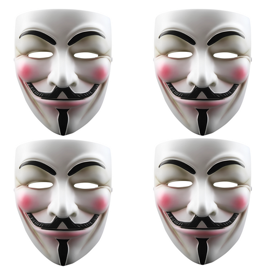 Pack of 4 Anonymos Mask for Kids & Adults - V for Vendetta Mask Halloween Masks Guy Mask for Halloween Costume Cosplay Party Mask,Hacker Mask