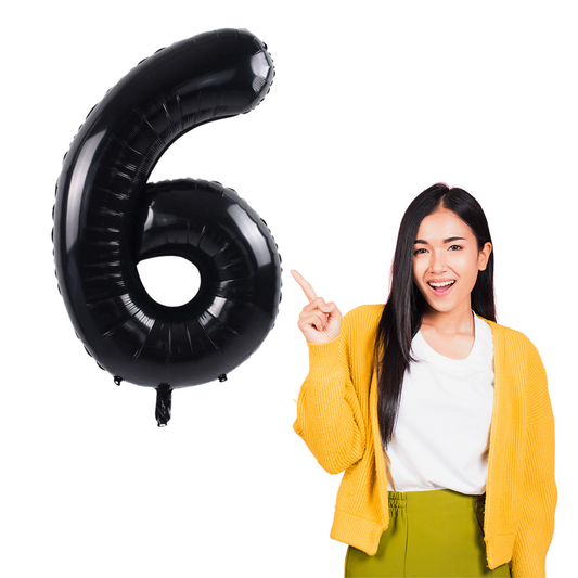 Number 6 Black Foil Balloon - Helium Quality - 26 inches - 1PC