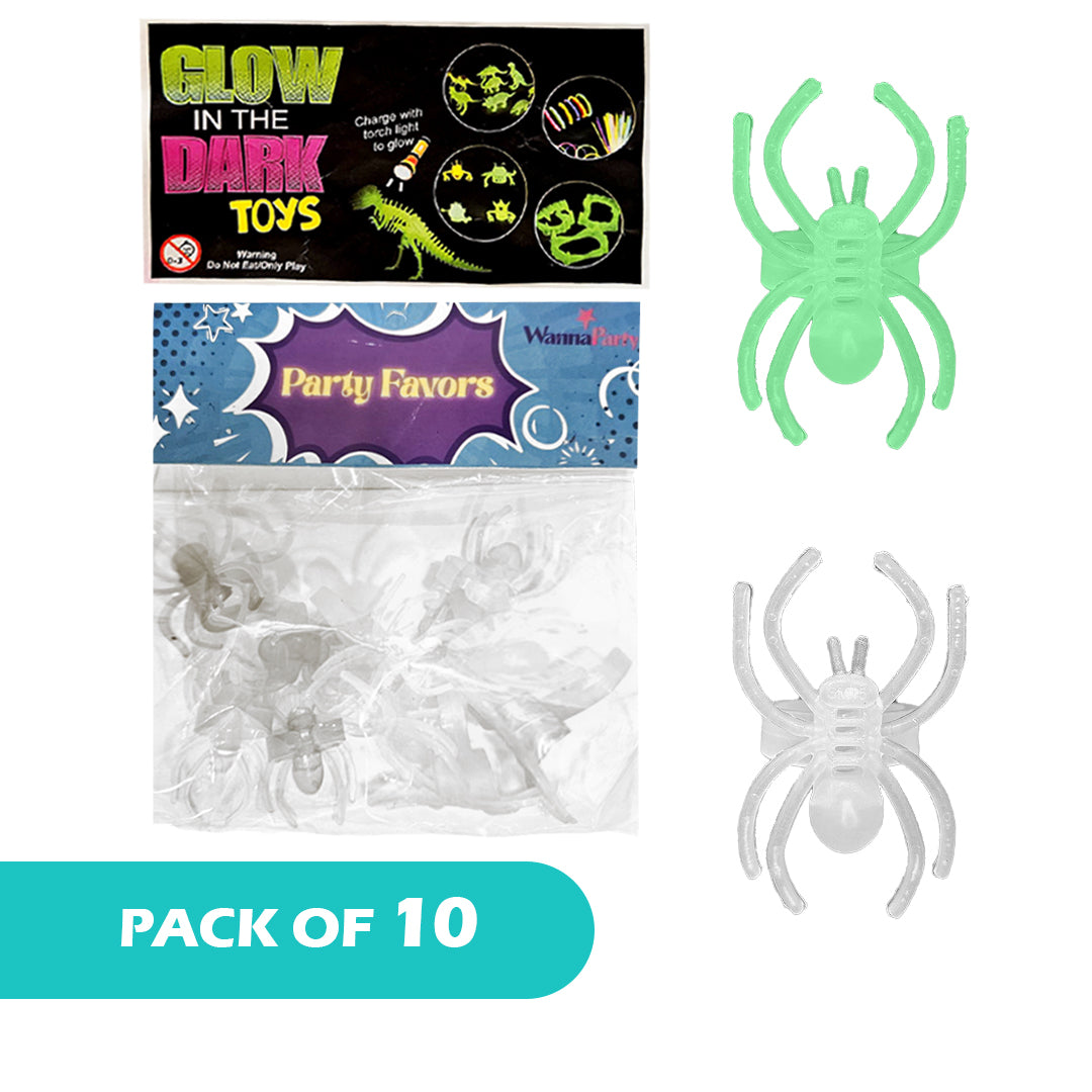 Glow in Dark Spider Rings 10PC - Halloween Party Favors | Wanna Party - Image 5