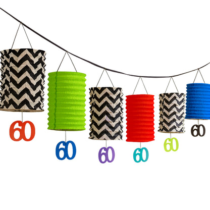 Happy 60th Birthday Lantern Garland 12FT - Diamond Jubilee Decor | Wanna Party - Image 2