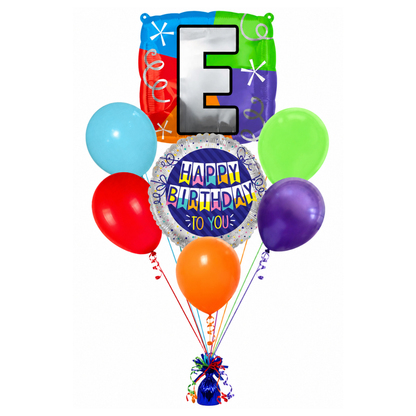 Alphabet "E" Printed Square Shaped Balloon Helium Supported for Birthday Boy/Girl Name Initiatls - 18 inches
