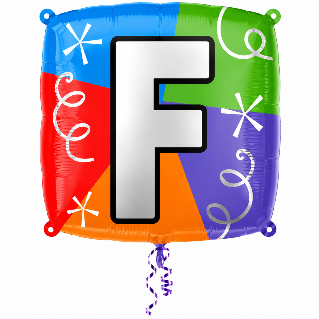 Alphabet "F" Printed Square Shaped Balloon Helium Supported for Birthday Boy/Girl Name Initiatls - 18 inches
