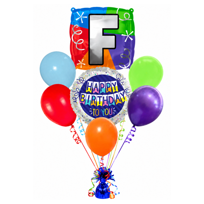 Alphabet "F" Printed Square Shaped Balloon Helium Supported for Birthday Boy/Girl Name Initiatls - 18 inches