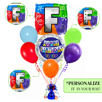 Alphabet "F" Printed Square Shaped Balloon Helium Supported for Birthday Boy/Girl Name Initiatls - 18 inches