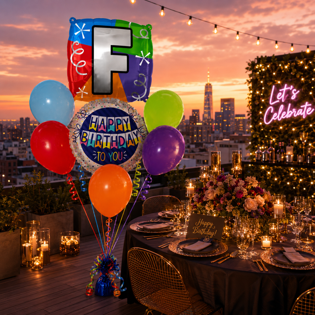Alphabet "F" Printed Square Shaped Balloon Helium Supported for Birthday Boy/Girl Name Initiatls - 18 inches