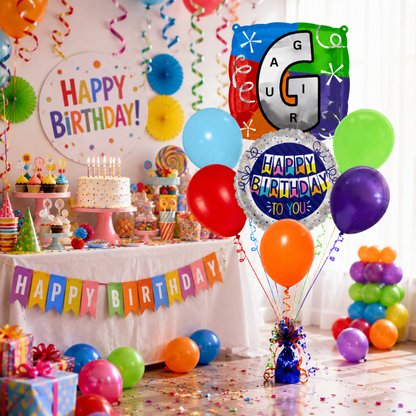 Alphabet "G" Printed Square Shaped Balloon Helium Supported for Birthday Boy/Girl Name Initiatls - 18 inches