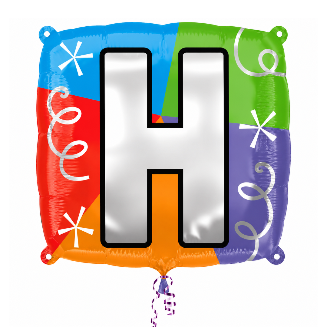 Alphabet "H" Printed Square Shaped Balloon Helium Supported for Birthday Boy/Girl Name Initiatls - 18 inches