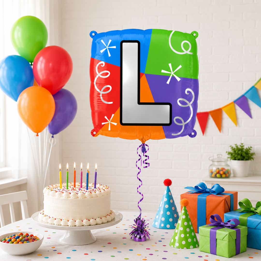 Alphabet "L" Printed Square Shaped Balloon Helium Supported for Birthday Boy/Girl Name Initiatls - 18 inches
