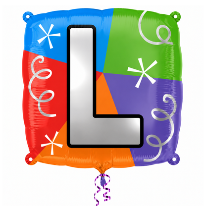 Alphabet "L" Printed Square Shaped Balloon Helium Supported for Birthday Boy/Girl Name Initiatls - 18 inches
