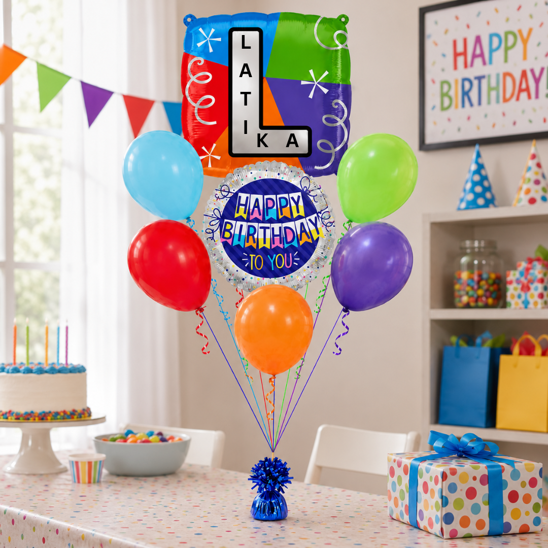 Alphabet "L" Printed Square Shaped Balloon Helium Supported for Birthday Boy/Girl Name Initiatls - 18 inches
