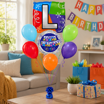 Alphabet "L" Printed Square Shaped Balloon Helium Supported for Birthday Boy/Girl Name Initiatls - 18 inches