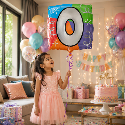 Alphabet "O" Printed Square Shaped Balloon Helium Supported for Birthday Boy/Girl Name Initiatls - 18 inches