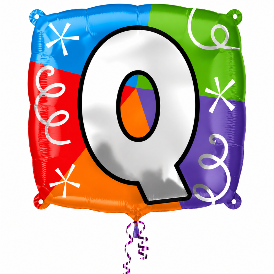 Alphabet "Q" Printed Square Shaped Balloon Helium Supported for Birthday Boy/Girl Name Initiatls - 18 inches