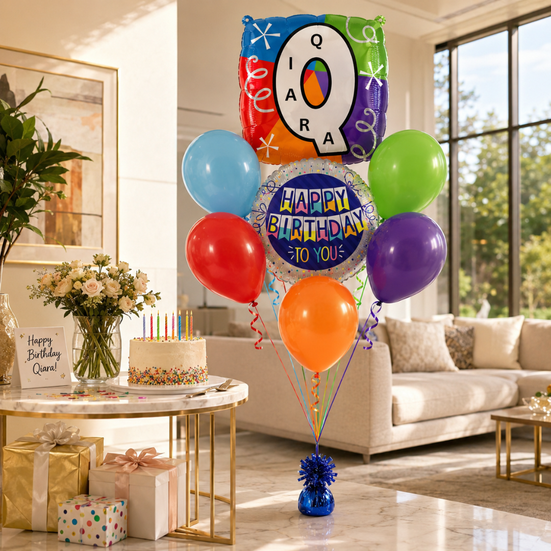 Alphabet "Q" Printed Square Shaped Balloon Helium Supported for Birthday Boy/Girl Name Initiatls - 18 inches