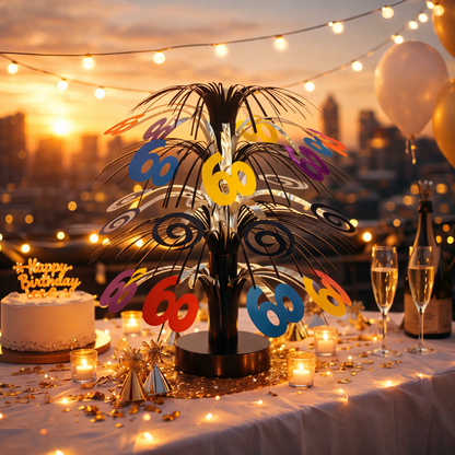 60th Birthday Cascade Centerpiece 14"