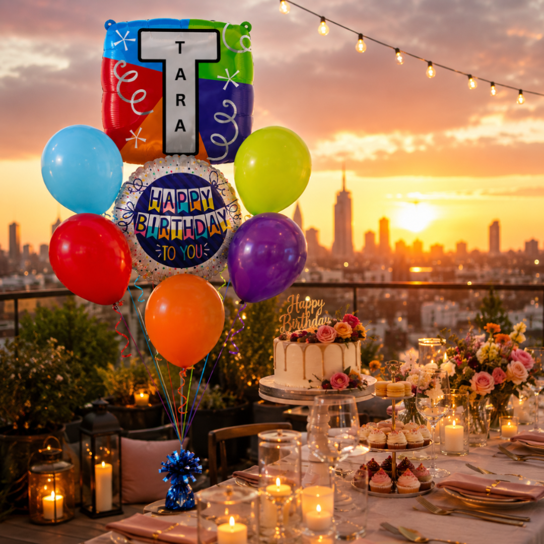 Alphabet "T" Printed Square Shaped Balloon Helium Supported for Birthday Boy/Girl Name Initiatls - 18 inches