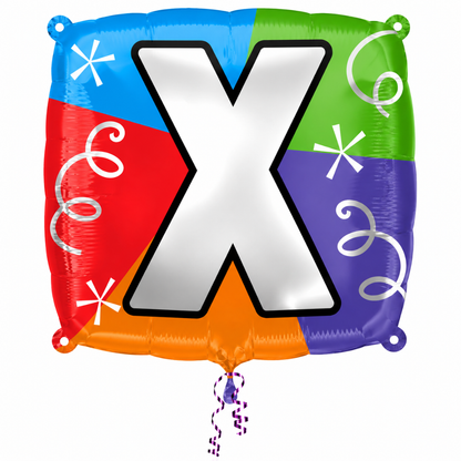 Alphabet "X" Printed Square Shaped Balloon Helium Supported for Birthday Boy/Girl Name Initiatls - 18 inches