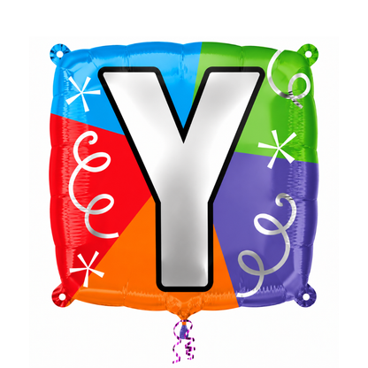 Alphabet "Y" Printed Square Shaped Balloon Helium Supported for Birthday Boy/Girl Name Initiatls - 18 inches
