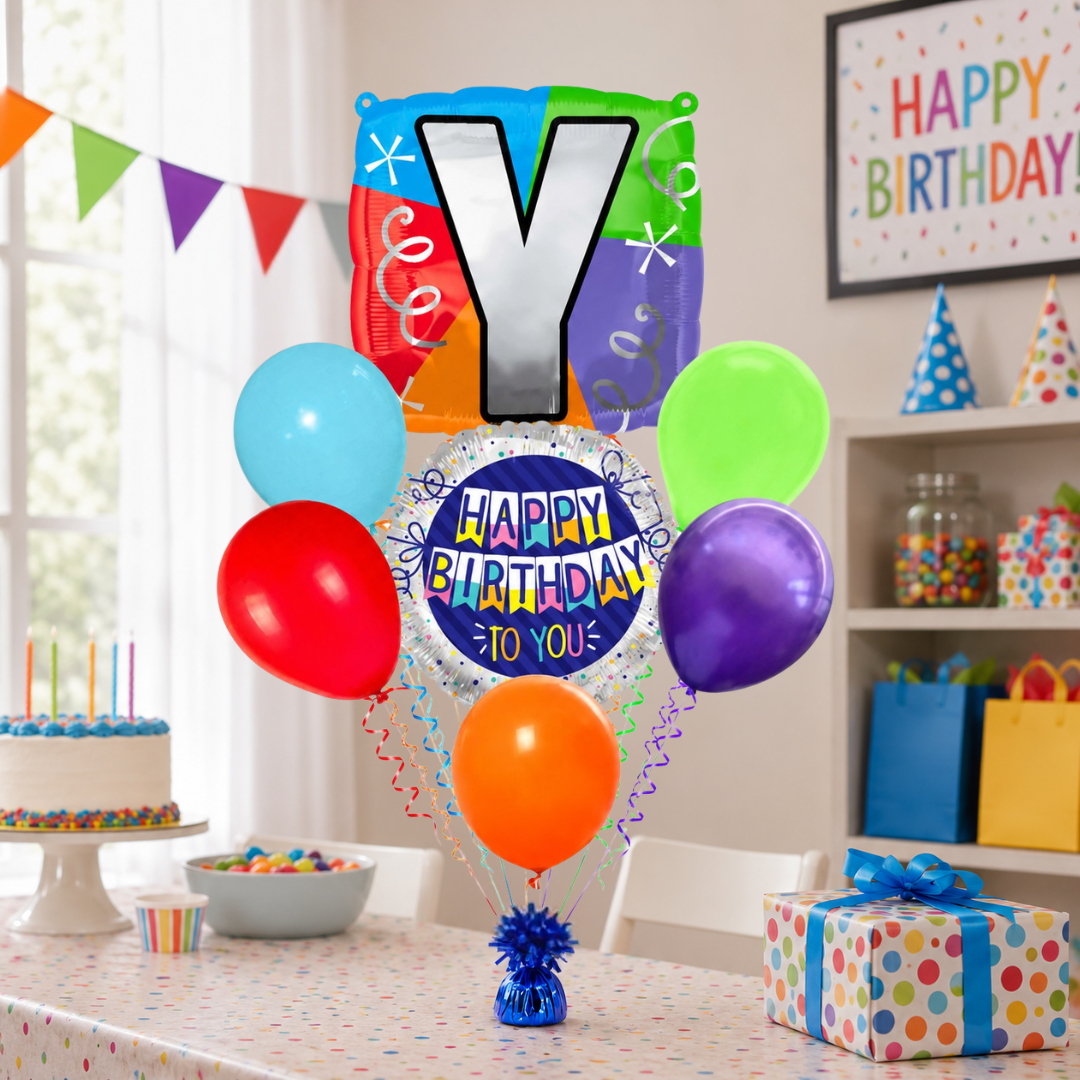 Alphabet "Y" Printed Square Shaped Balloon Helium Supported for Birthday Boy/Girl Name Initiatls - 18 inches
