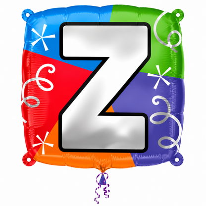 Alphabet "Z" Printed Square Shaped Balloon Helium Supported for Birthday Boy/Girl Name Initiatls - 18 inches