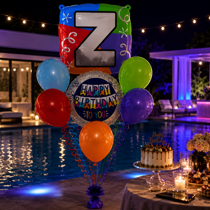 Alphabet "Z" Printed Square Shaped Balloon Helium Supported for Birthday Boy/Girl Name Initiatls - 18 inches