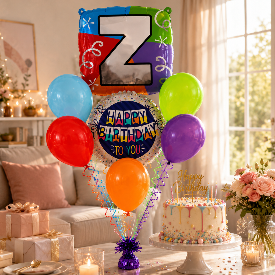 Alphabet "Z" Printed Square Shaped Balloon Helium Supported for Birthday Boy/Girl Name Initiatls - 18 inches