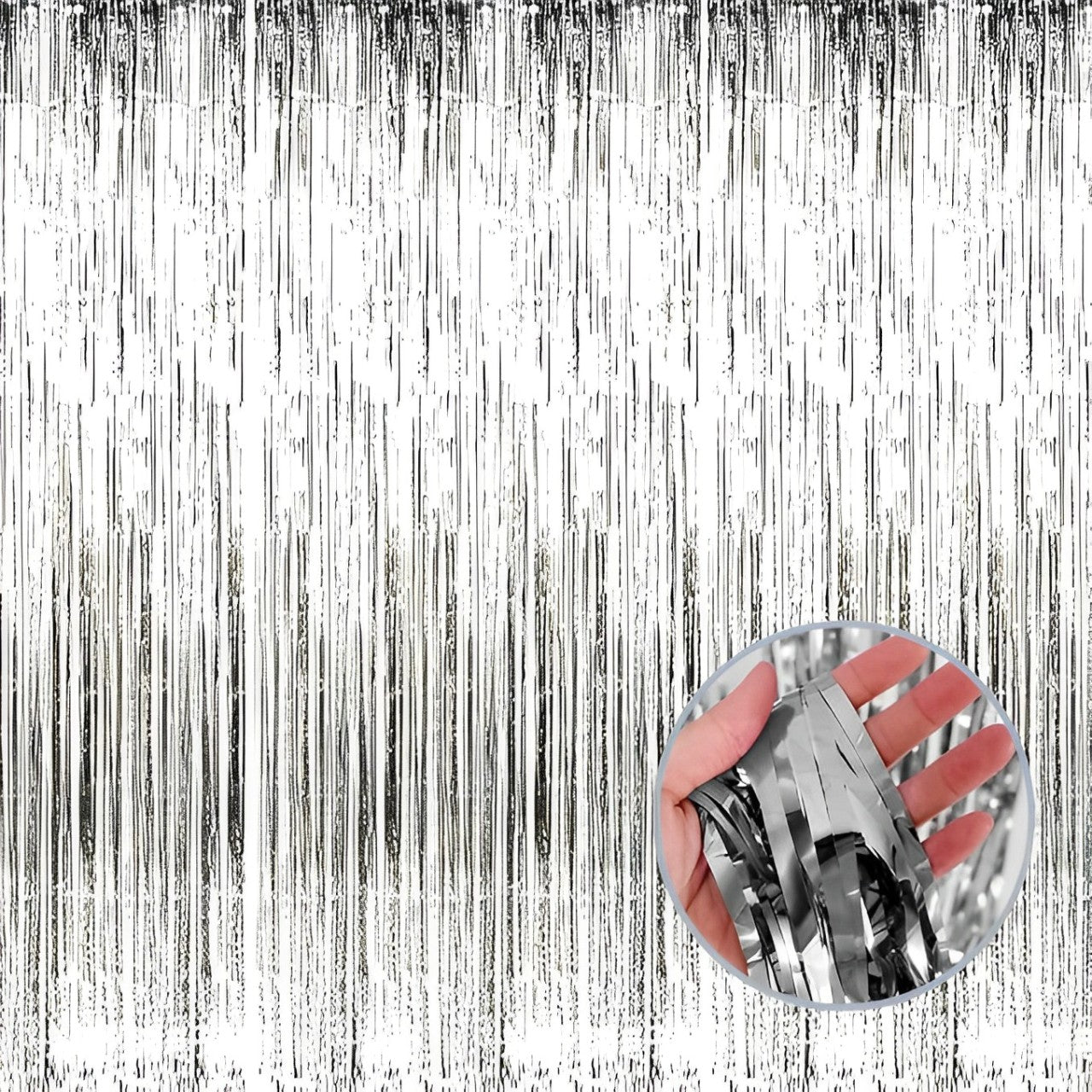 3Pcs Silver Metallic Tinsel Foil Fringe Curtains, 3.28ft x 6.56ft Silver Photo Booth Backdrop Streamer Curtain, Great for Bachelorette, Birthday,Christmas, New Year Party Decorations