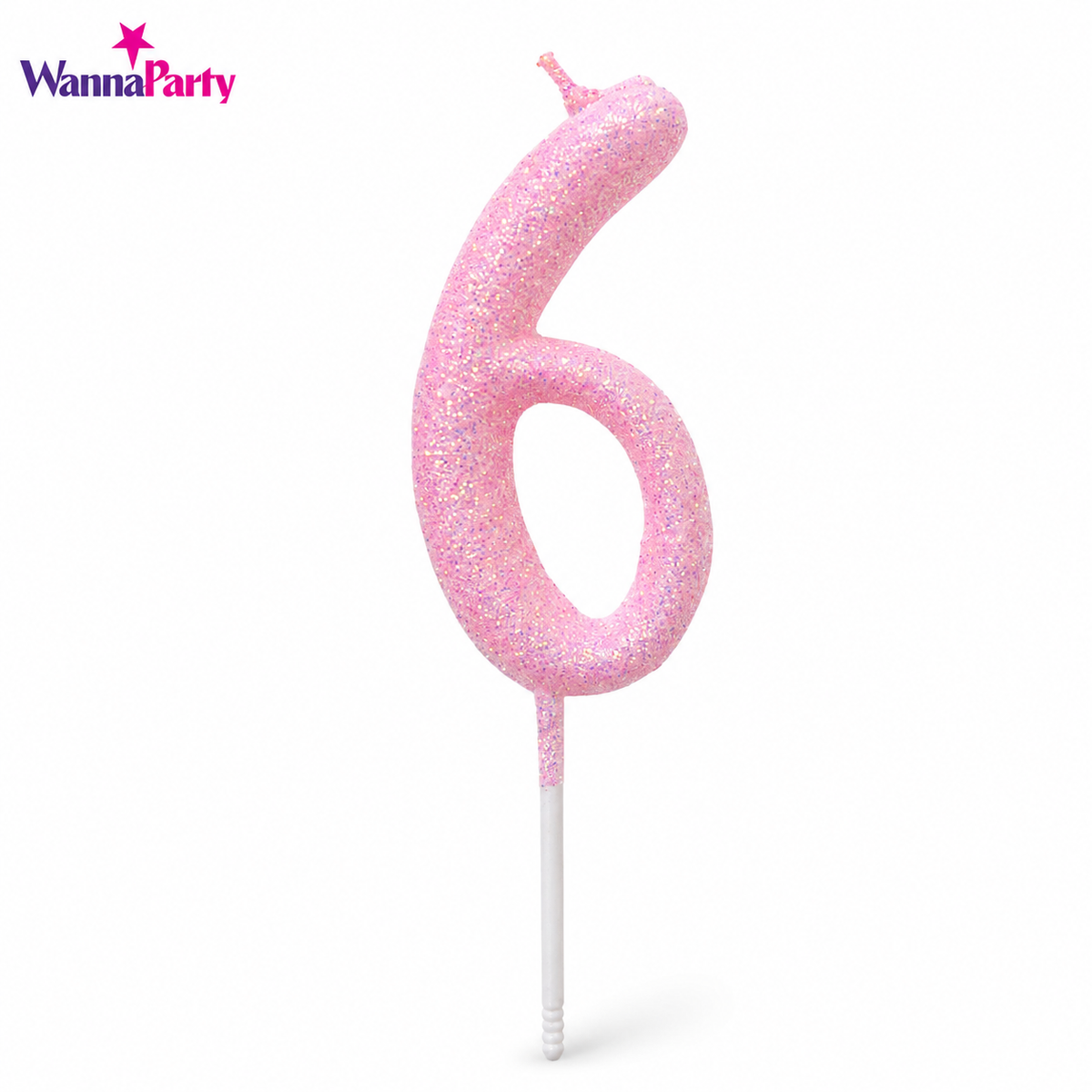 Glitter Designer Pink Candle No. 6
