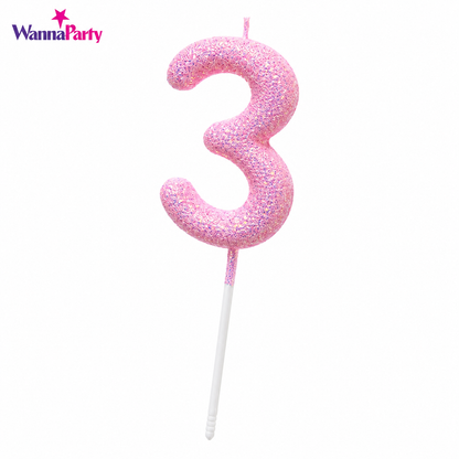 Glitter Designer Pink Candle No. 3