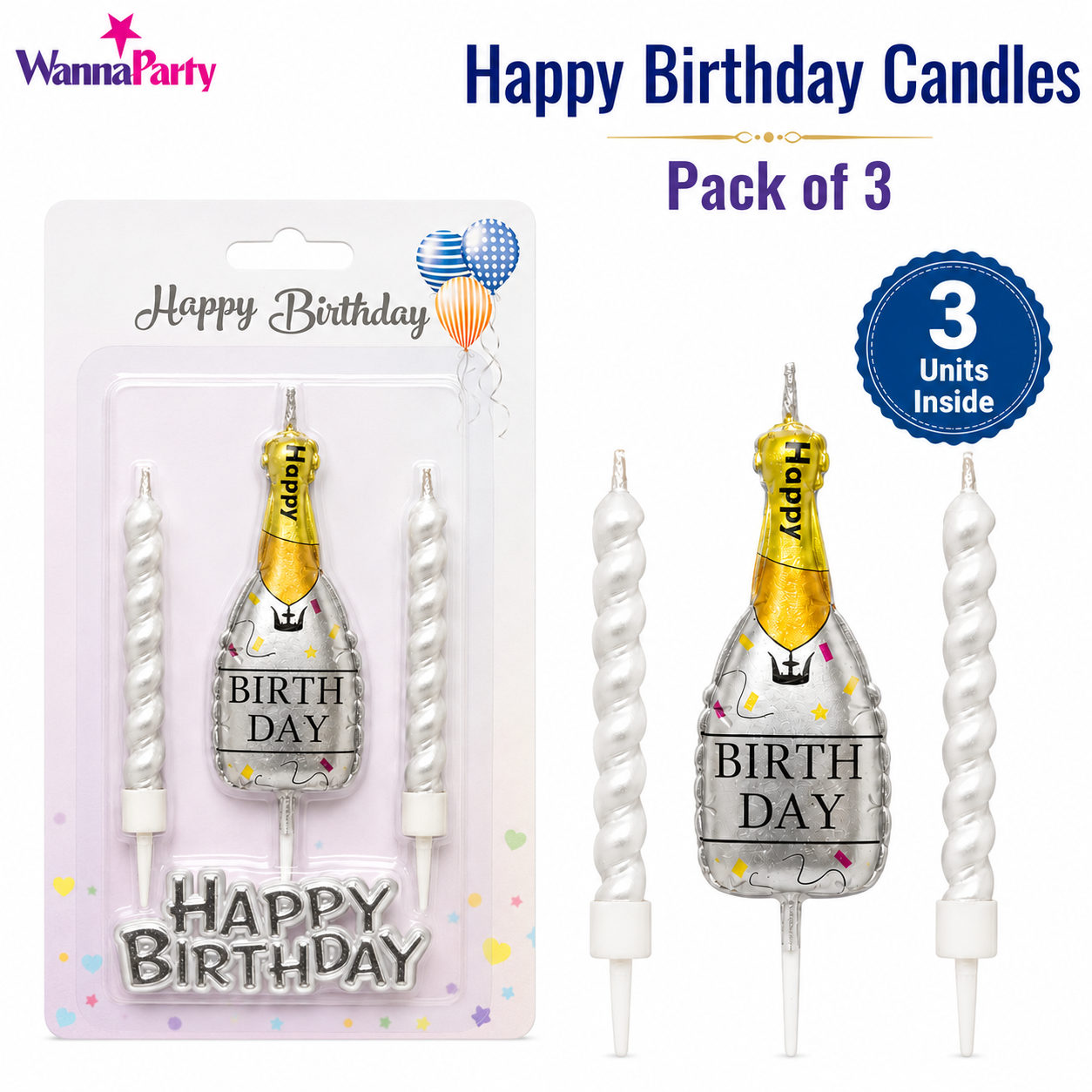 Champagne Golden and Silver Candle