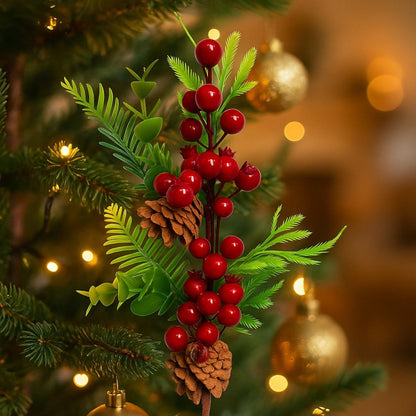 Pine Tree Inserts with Rubber Plant, Cherries and Pine Cones - 1PC