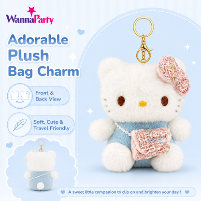 Hello Kitty Blue Plushy Toy Key Chain - 1PC