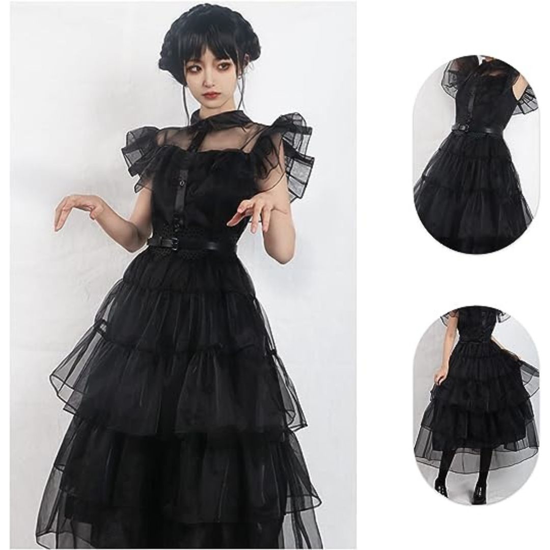 The Adams Family Wednesday Halloween Costume for Kids Size Age 7 to 9  Size L