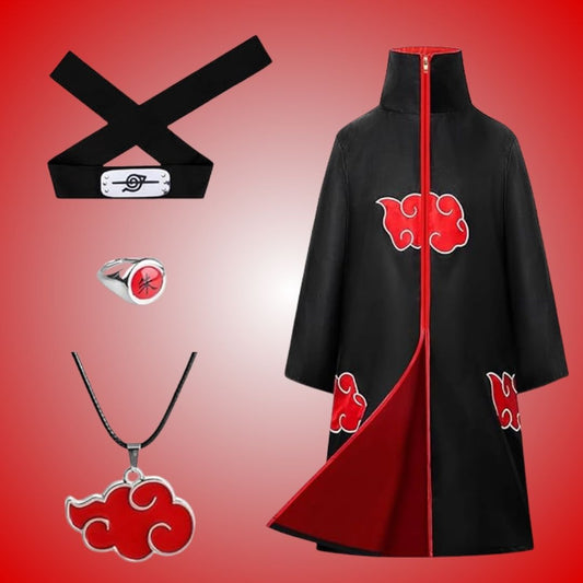 Uchiha Itachi Akatsuki Anime Costume - Medium - Set Of 4PC