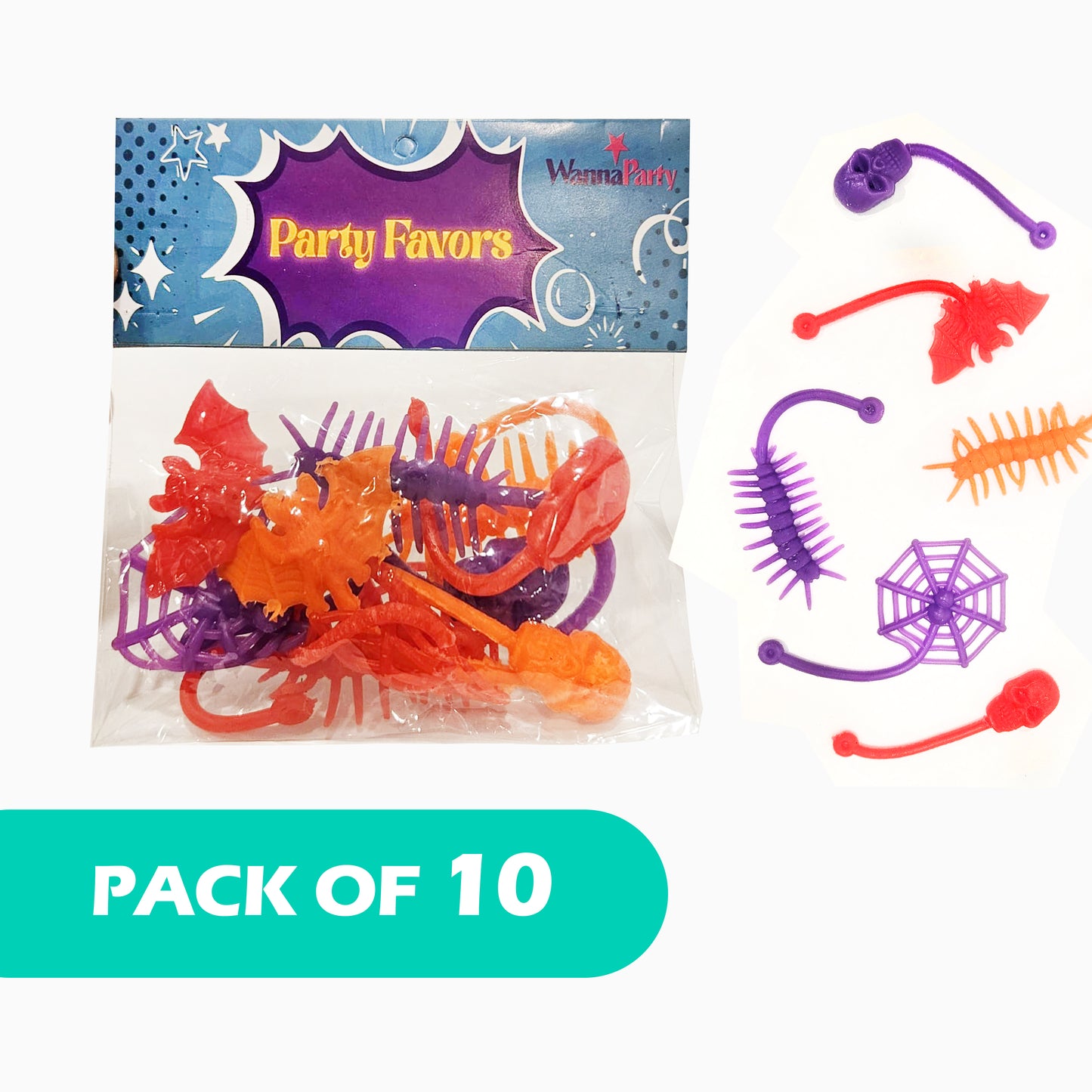 Halloween Sticky Stretchy Toys 10PC - Spooky Party Favors | Wanna Party - Image 3