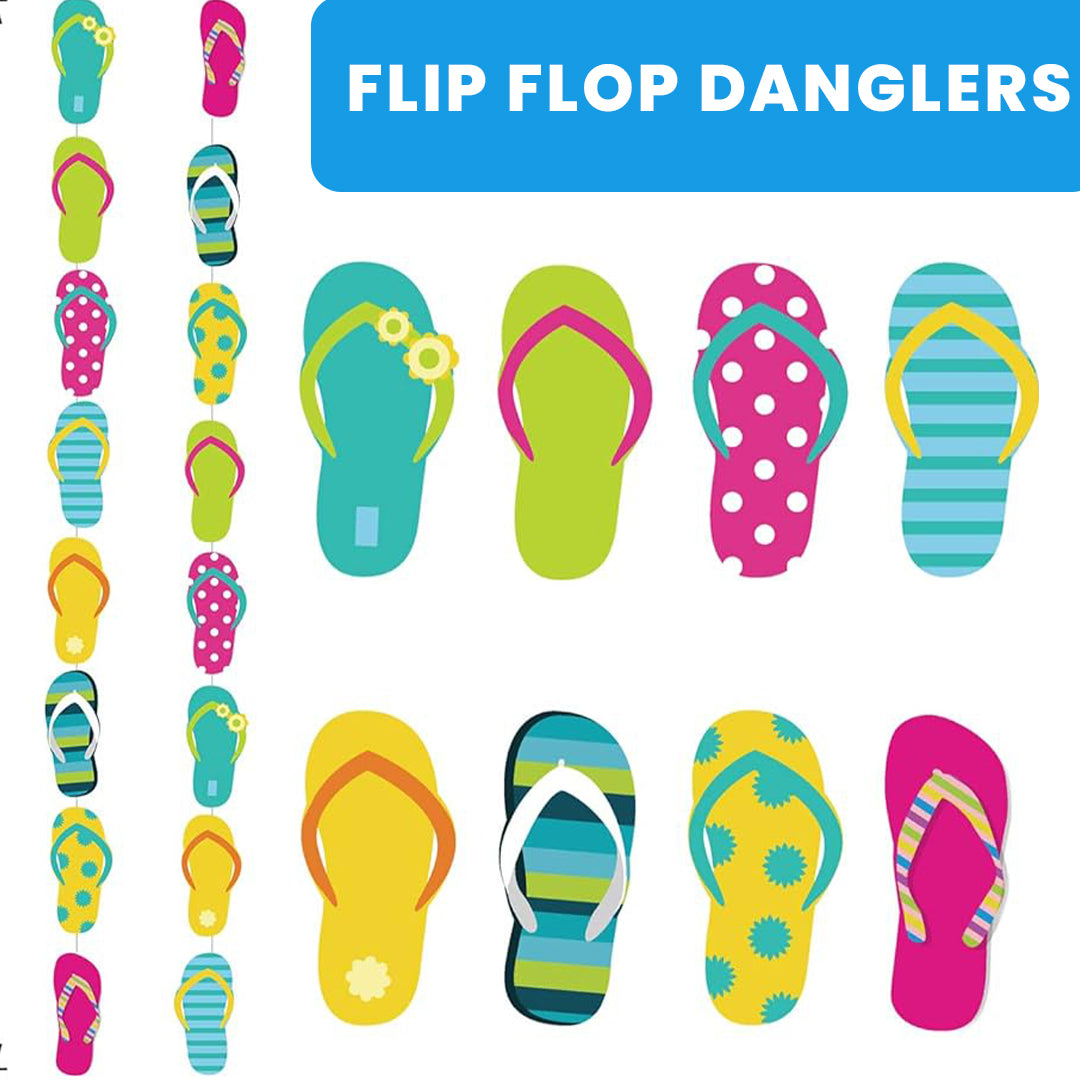 Flip Flop Hawaiian Pool Party Swirl Decoration - 3FT - 6PC