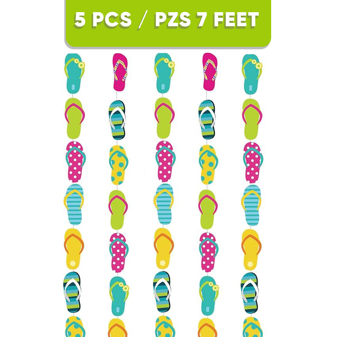 Flip Flop Hawaiian Pool Party Swirl Decoration - 3FT - 6PC
