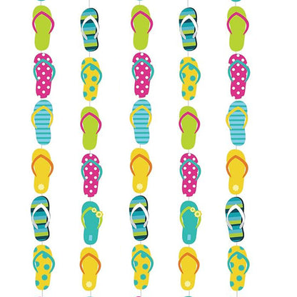 Flip Flop Hawaiian Pool Party Swirl Decoration - 3FT - 6PC